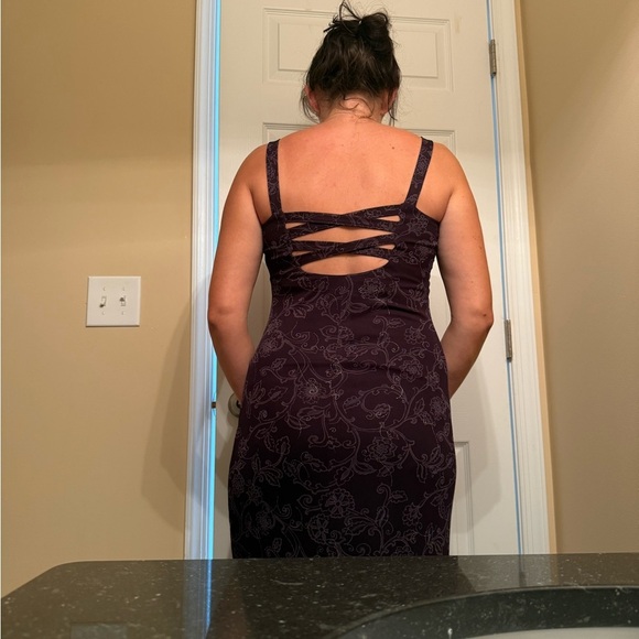 Amy Byer Vintage 90s purple  floral maxi dress size M pheobe from friends - Picture 8 of 8